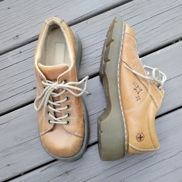 Dr Martens Vintage 90s y2k Tan Leather Splat Flower Power Platform Oxfords 10 - Picture 8 of 8
